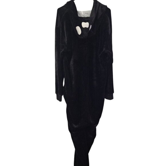 Skeleton One Piece Pajama Full Zip Bones Black Adult‎ Large Hood Face X Ray Rad - Picture 2 of 7